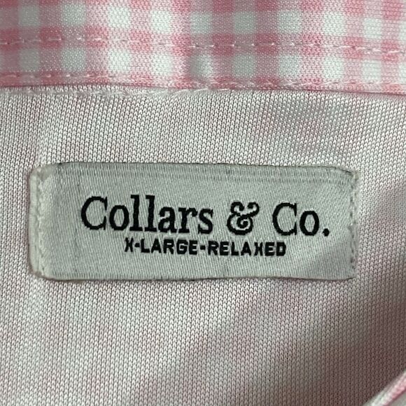 Collars & Co Polo Shirt Mens XL Relaxed Fit Pink Gingham Plaid Golf Preppy NEW - Picture 3 of 7